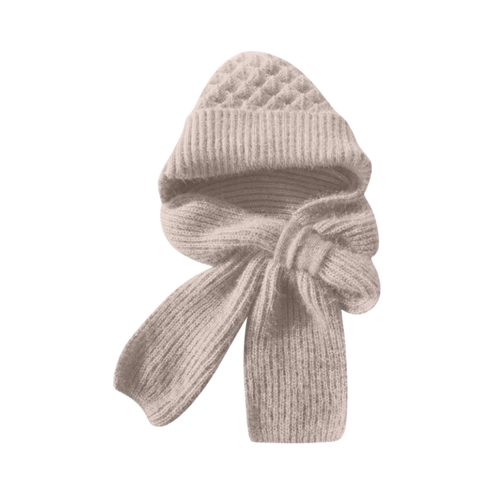 Windproof Knitted Hooded Hat with integrated Scarf and Ear Protection