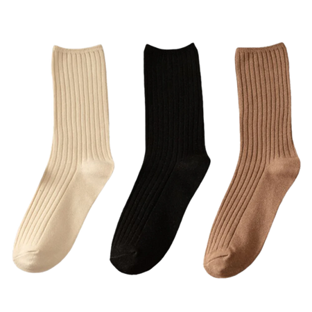 3 Pairs Ribbed Cotton Socks for Women