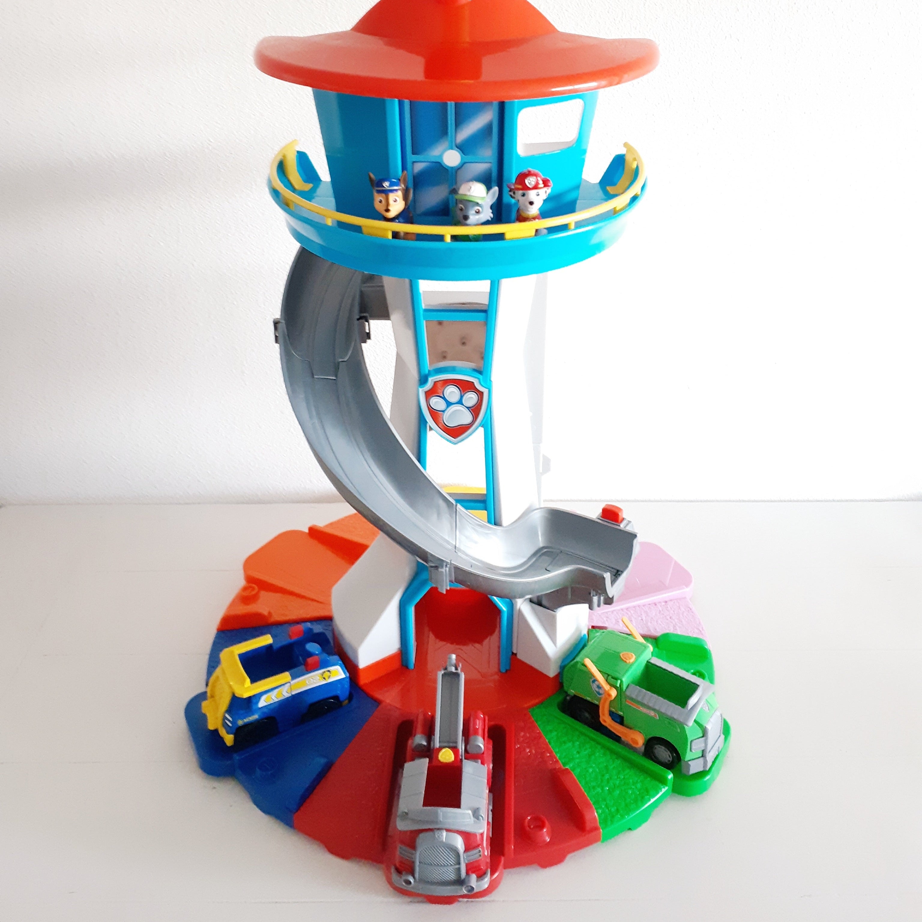 Lookout Tower Playset with Slide Car Ramp and Race Track Toy