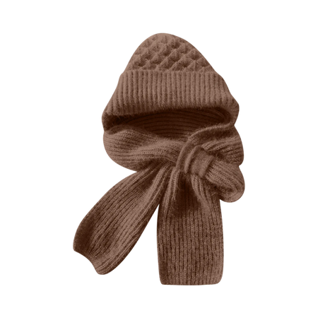 Windproof Knitted Hooded Hat with integrated Scarf and Ear Protection