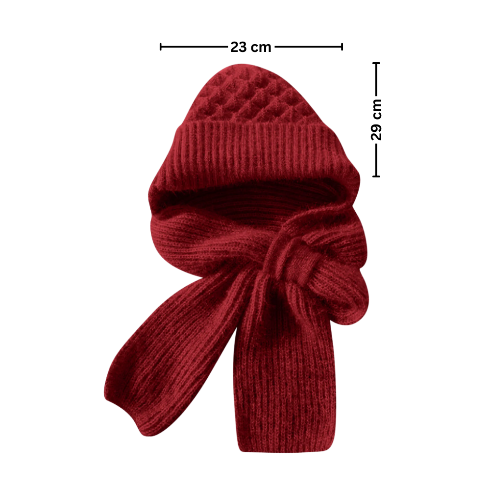 Windproof Knitted Hooded Hat with integrated Scarf and Ear Protection